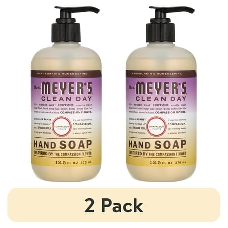 (2 pack) Mrs. Meyers Clean Day Hand Soap, Compassion Flower Scent, 12.5 Fl Oz Bottle