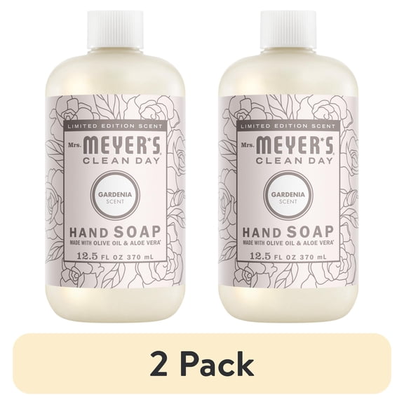 (2 pack) Mrs. Meyer’s Clean Day Hand Soap, Gardenia Scent, 12.5 Fl Oz Bottle