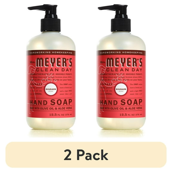 (2 pack) Mrs. Meyer's Clean Day Liquid Hand Soap, Rhubarb Scent, 12.5 Ounce Bottle