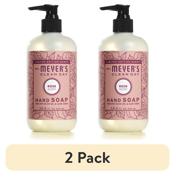(2 pack) Mrs. Meyer's Clean Day Liquid Hand Soap, Rose Scent, 12.5 Ounce Bottle