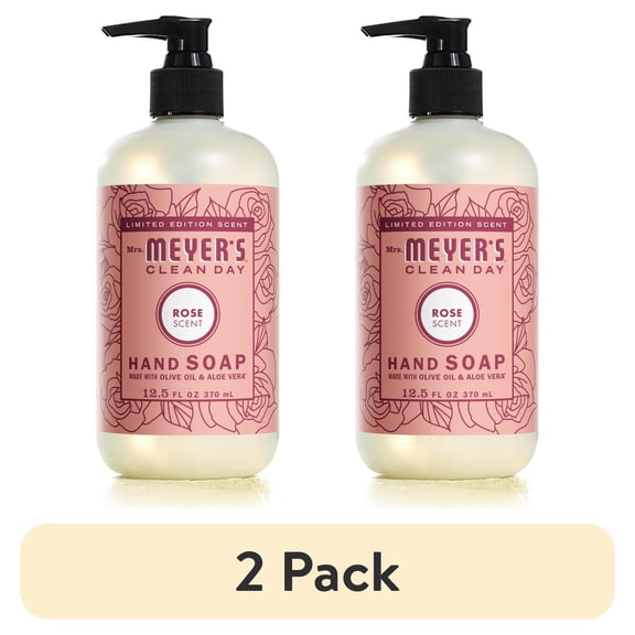 (2 pack) Mrs. Meyer's Clean Day Liquid Hand Soap, Rose Scent, 12.5 Ounce Bottle