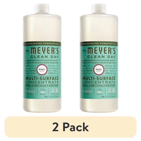 (2 pack) Mrs. Meyer's Clean Day Multi-Surface Everyday Concentrate, Basil Scent, 32 Fl Oz