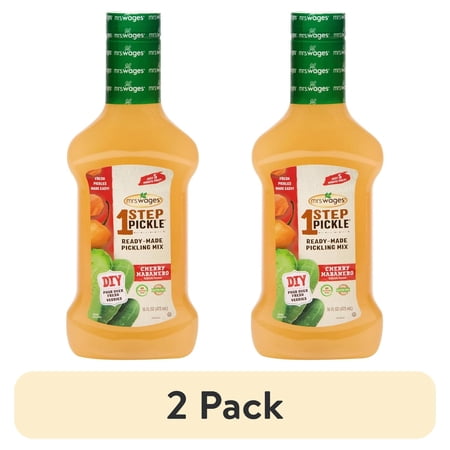 (2 pack) Mrs. Wages 1 Step Pickle Cherry Habanero Pickling Mix, DIY Fresh Pickles in 8 Hours, Gluten Free, Kosher, No Artificial Flavor,16 fl oz Bottle