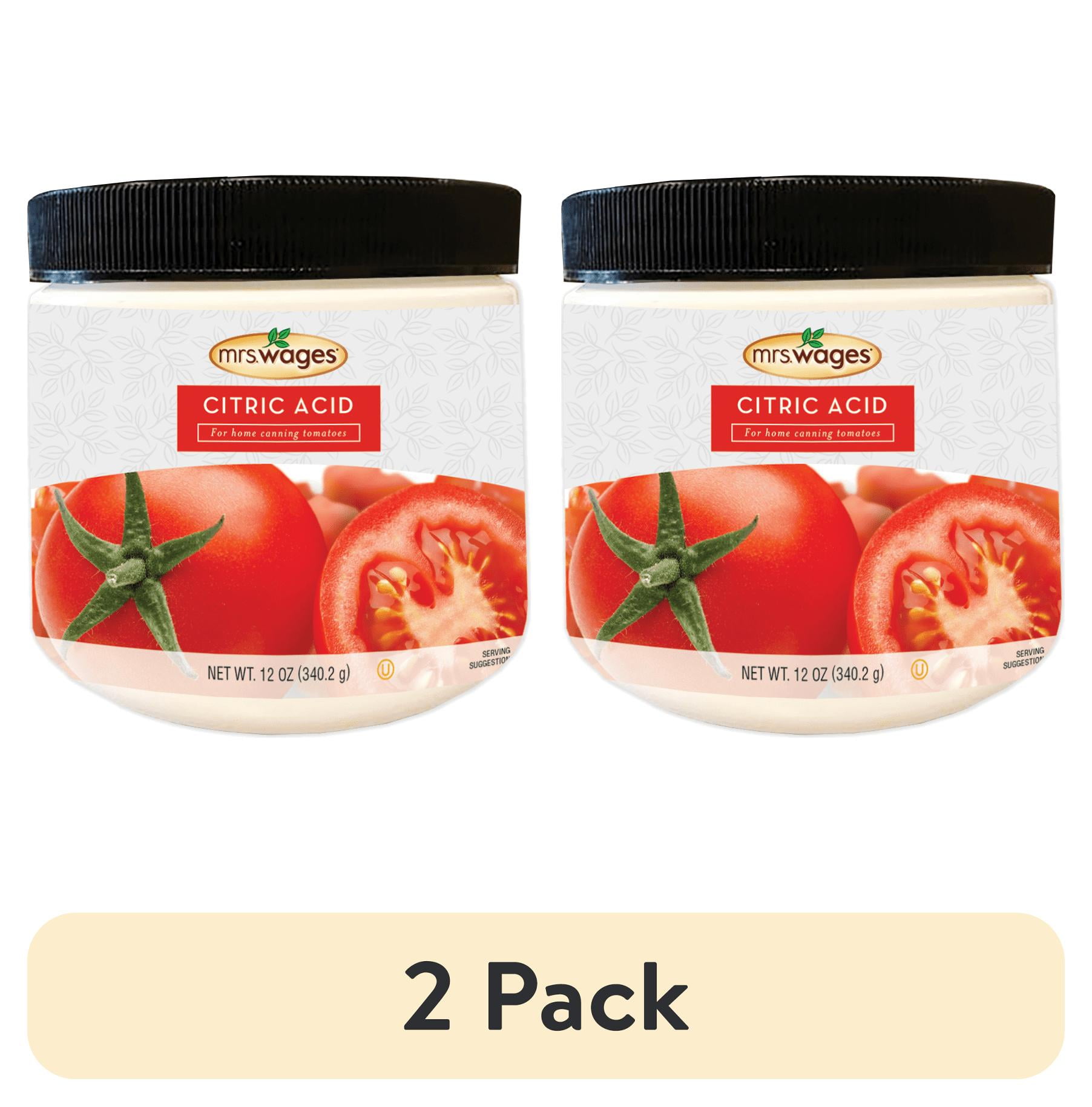 (2 pack) Mrs. Wages Citric Acid 12 oz Canister, Bulk Canning Supplies for Home Canned Tomato Sauce, Salsa and Jam