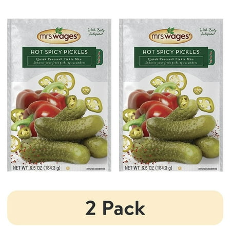 (2 pack) Mrs. Wages Hot Spicy Pickles Quick Process Mix | Simple-to-Use |Easy Way to Make Pickles | Zesty Jalapeno Pepper Flavor | 6.5 oz Packet