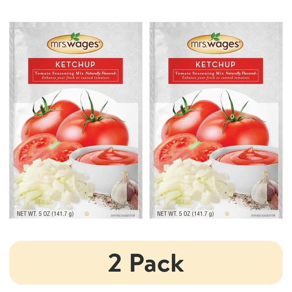 (2 pack) Mrs. Wages Ketchup Base Canning Mix | Easy-to-Use | Simple Ketchup Tomato | Great Flavor | Easy To Freeze or Serve Fresh | 5 oz Packet