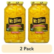 (2 pack) Mt Olive Delicatessen Style Hot Banana Pepper Rings, 32 fl oz jar