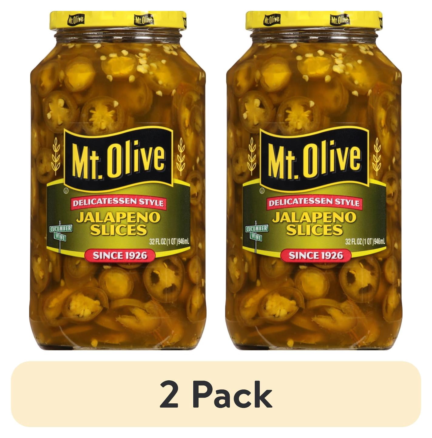 (2 pack) Mt. Olive Deli Style Jalapeno Pepper Slices, 32 fl oz jar