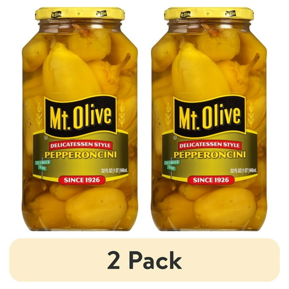 (2 pack) Mt. Olive Delicatessen Style Pepperoncini Pickles, 32 fl oz Jar