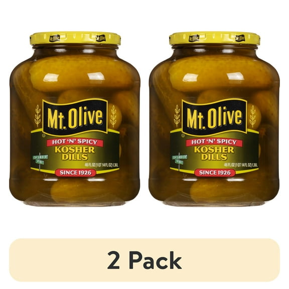 (2 pack) Mt. Olive Hot N Spicy Kosher Dills Pickles - 46 fl oz jar