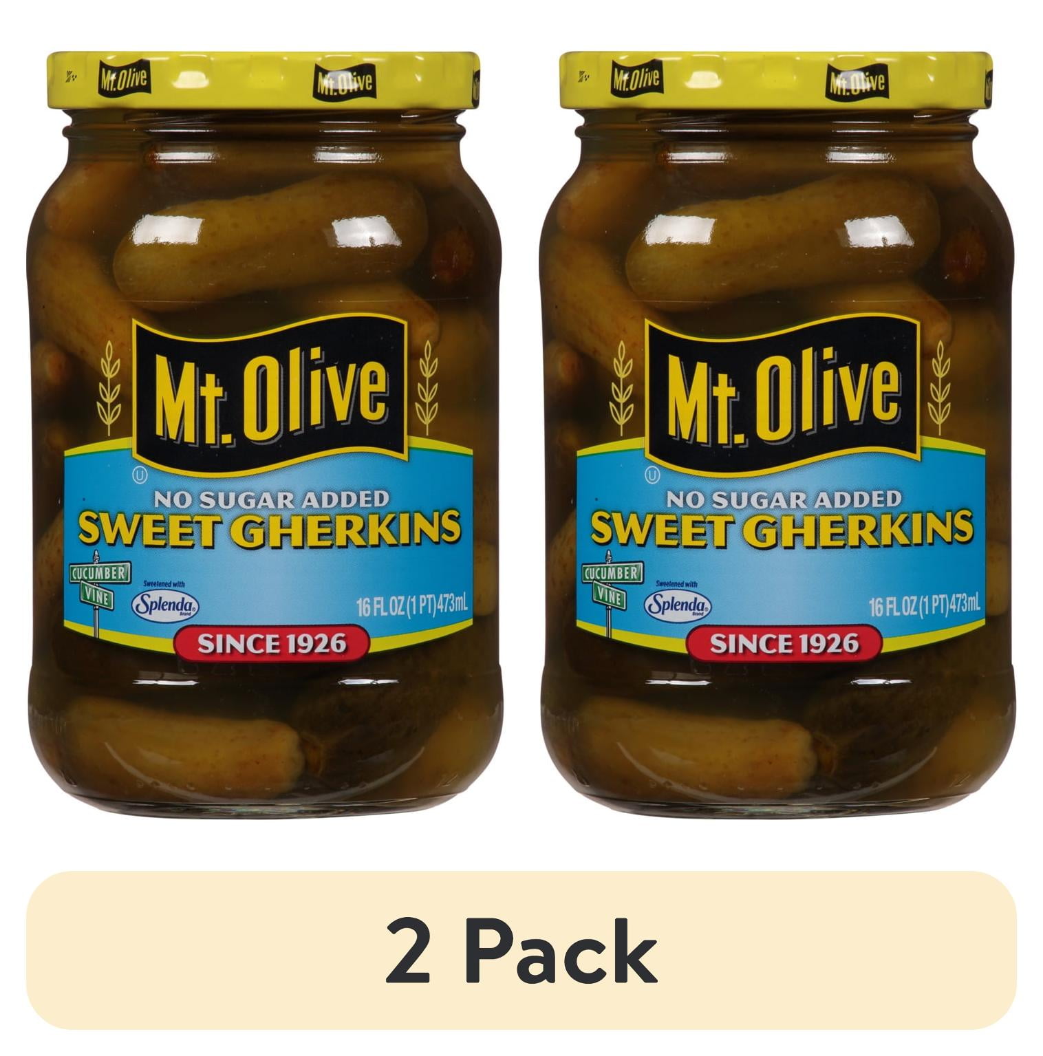 2 pack) Mt. Olive No Sugar Added Sweet Gherkin Pickles , 16 fl oz