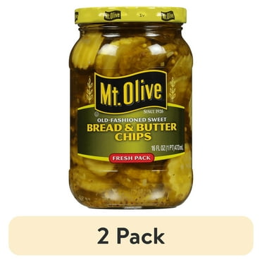 (2 pack) Mt. Olive Old Fashion Bread & Butter Sweet Chips, 16 fl oz Jar