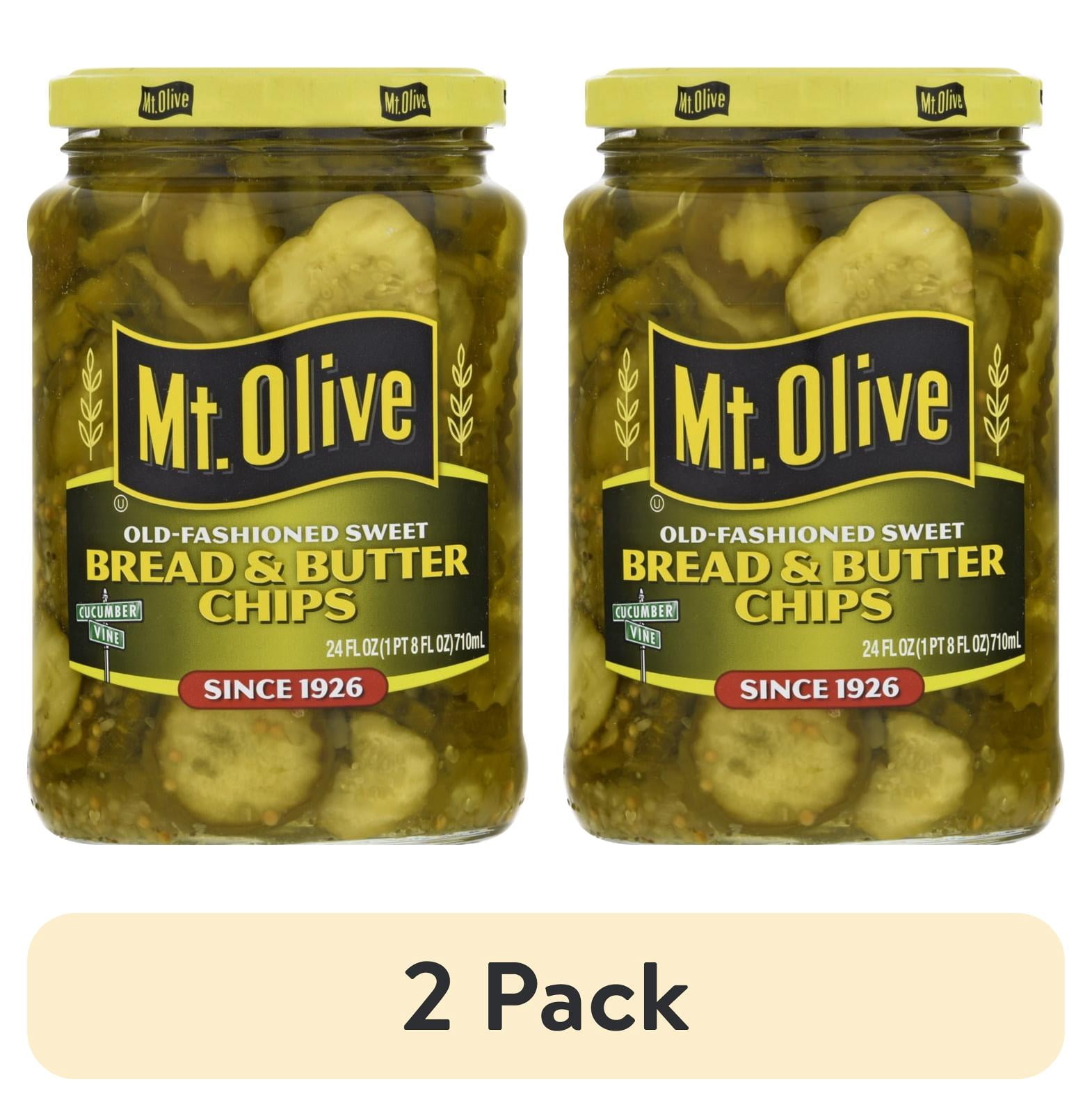 (2 pack) Mt. Olive Old Fashion Sweet Bread & Butter Pickle Chips, 24 fl oz jar