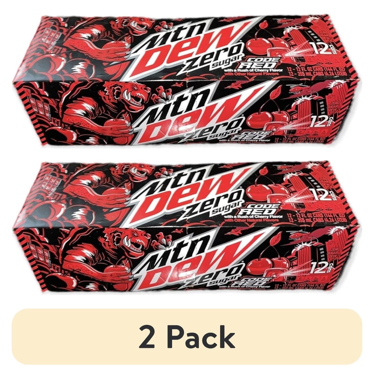 2 pack) Mtn Dew Code Red Zero - Sugar with saney Coaster 12 oz