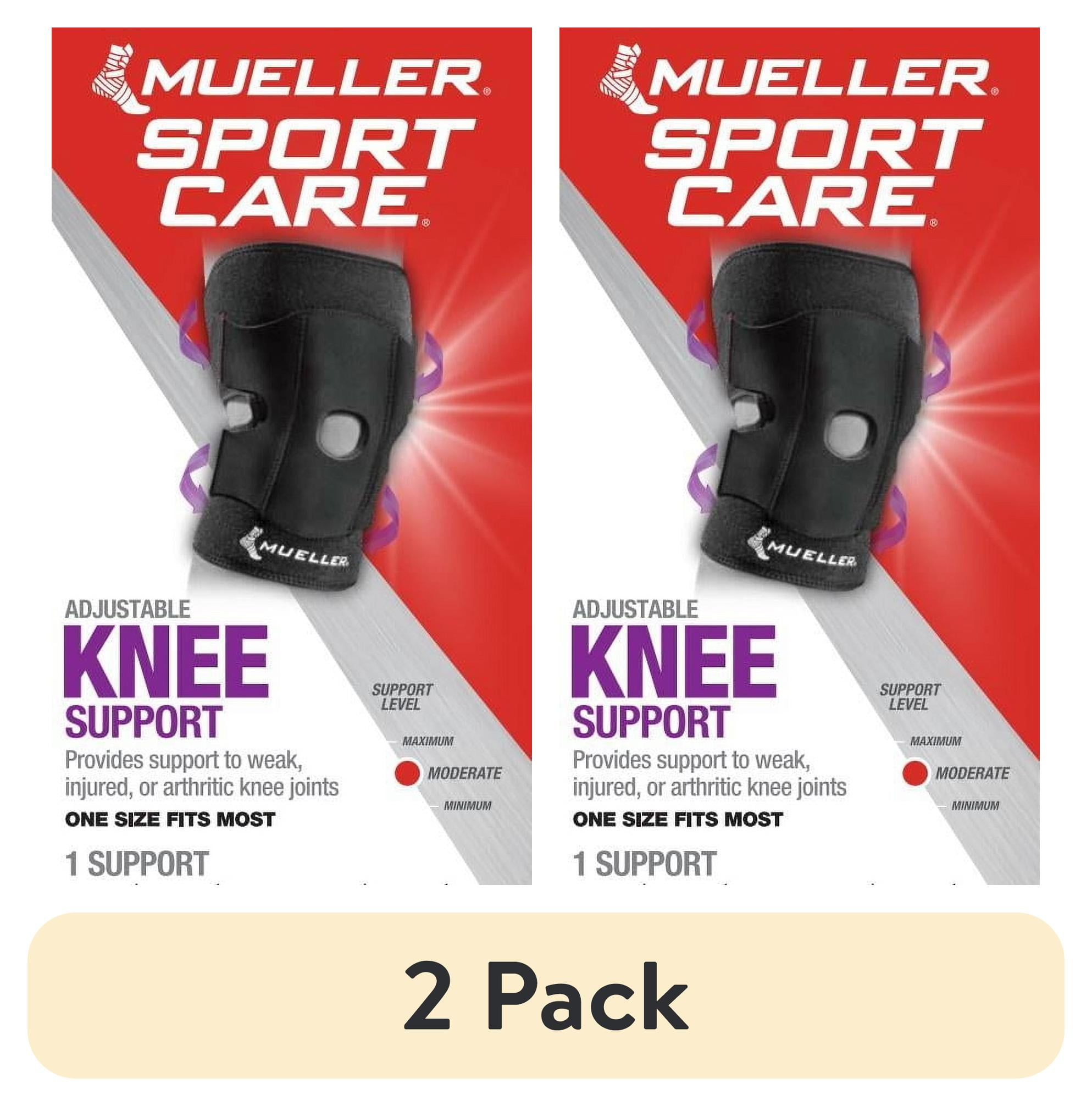 (2 pack) Mueller Adjustable Knee Support, OSFM, Black