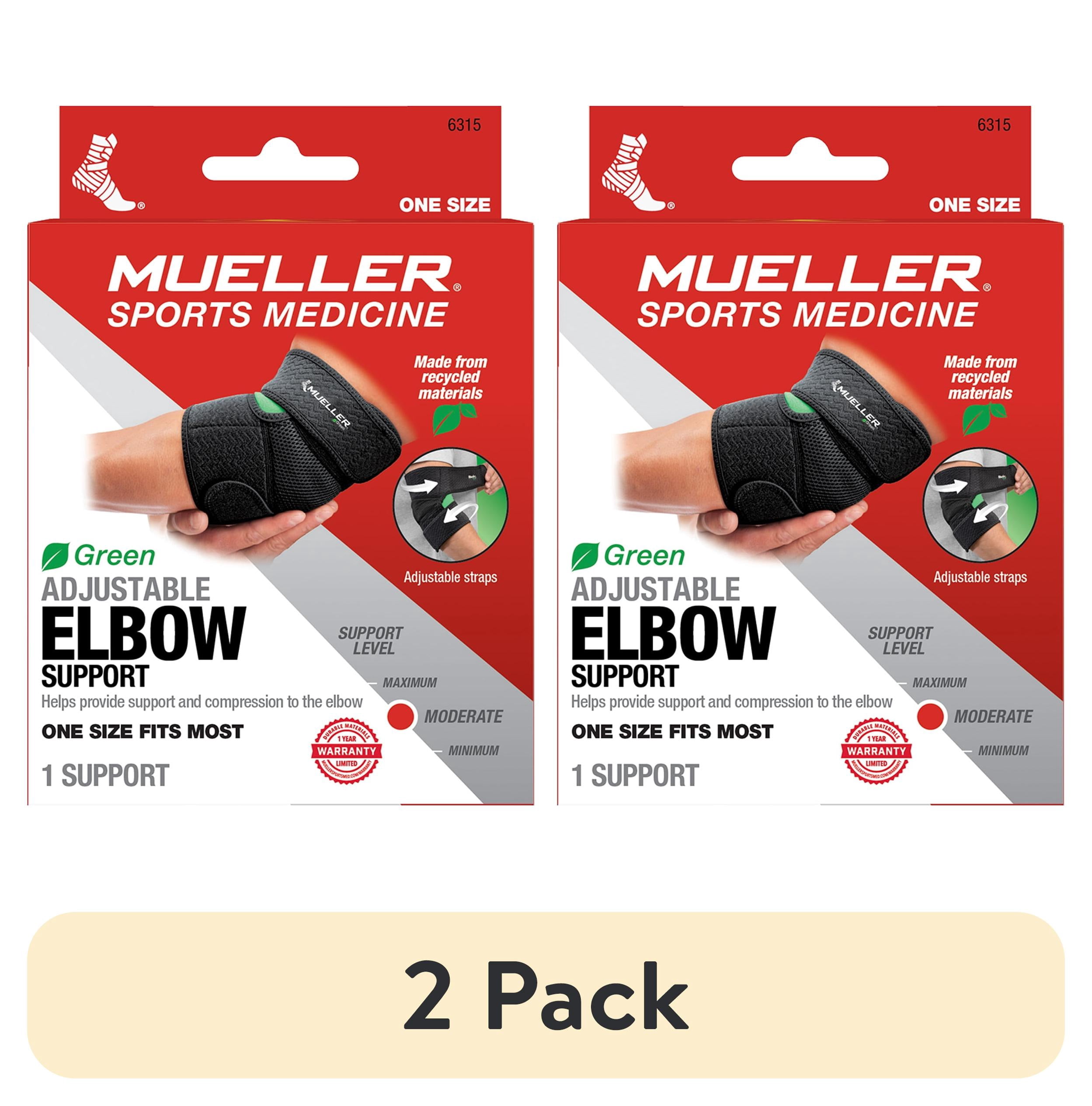 (2 pack) Mueller Green Adjustable Elbow Support, OSFM, Black