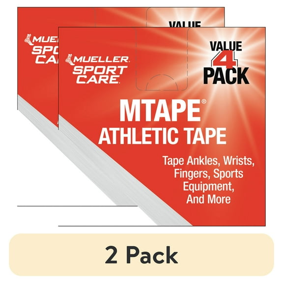 (2 pack) Mueller MTape Athletic Tape, 4 Pack, Black, 10yd