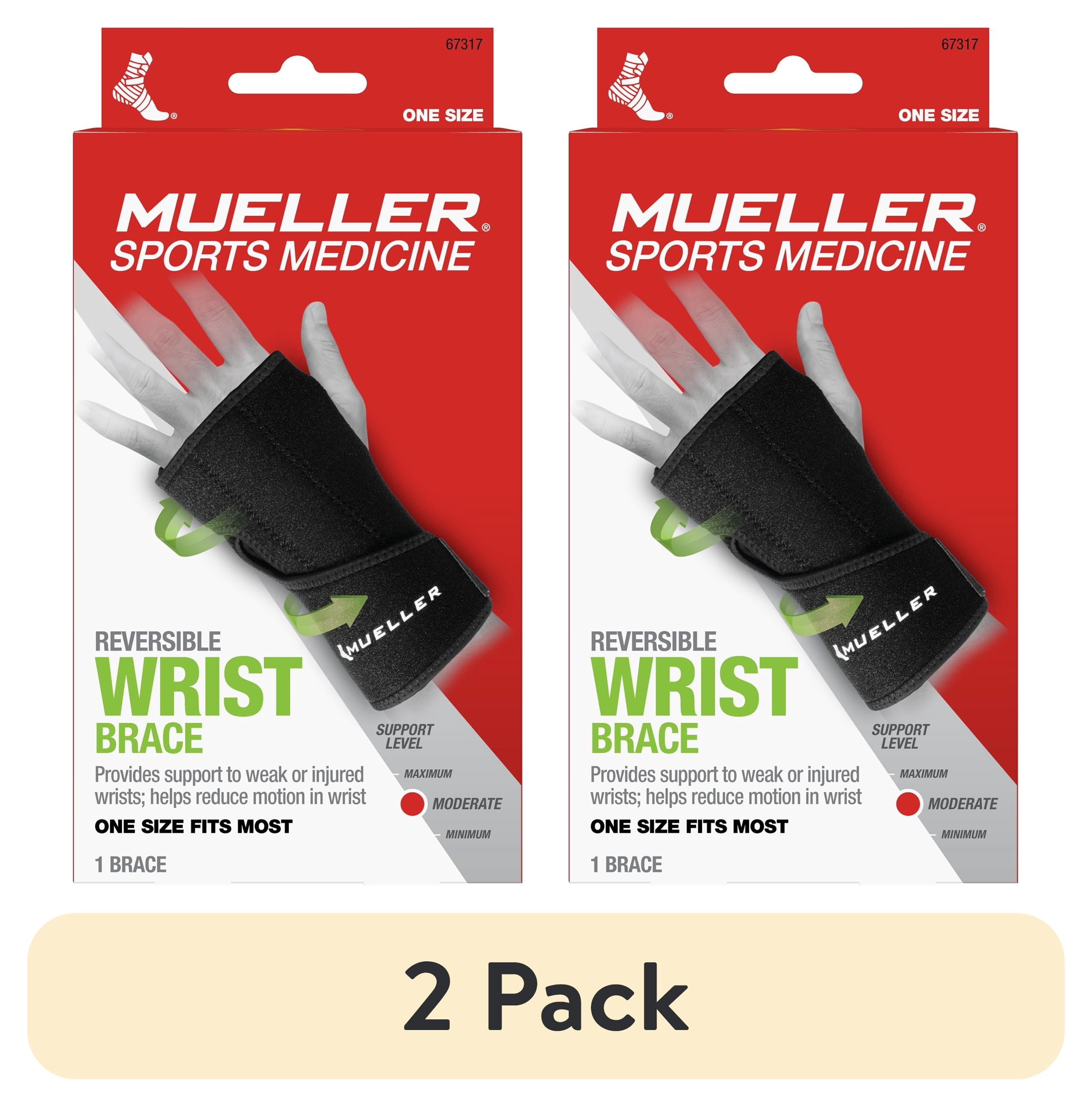(2 pack) Mueller Reversible Wrist Brace, Black, Unisex, OSFM
