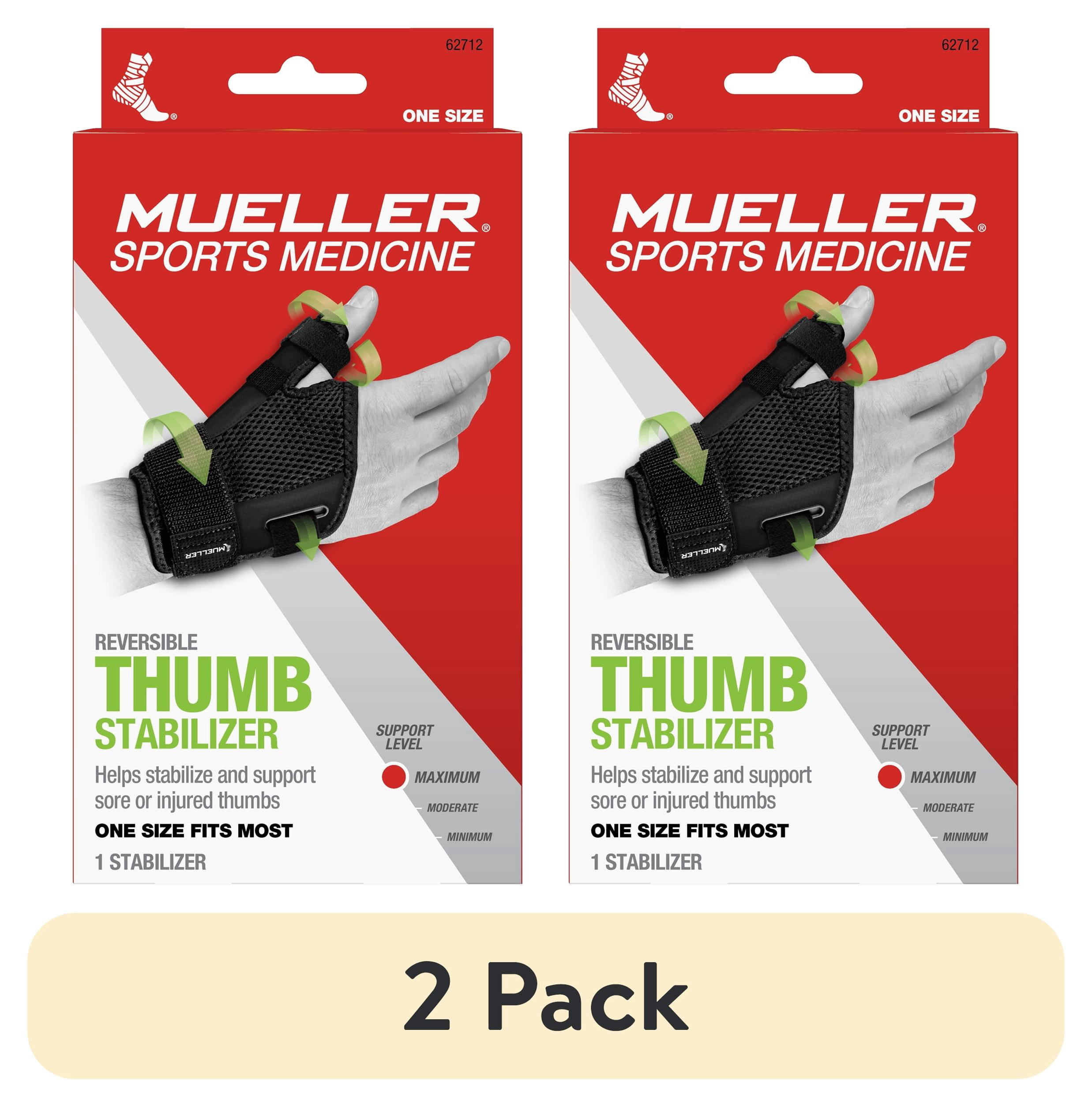 (2 pack) Mueller Sports Medicine Reversible Thumb Stabilizer, Black, One Size Fits Most