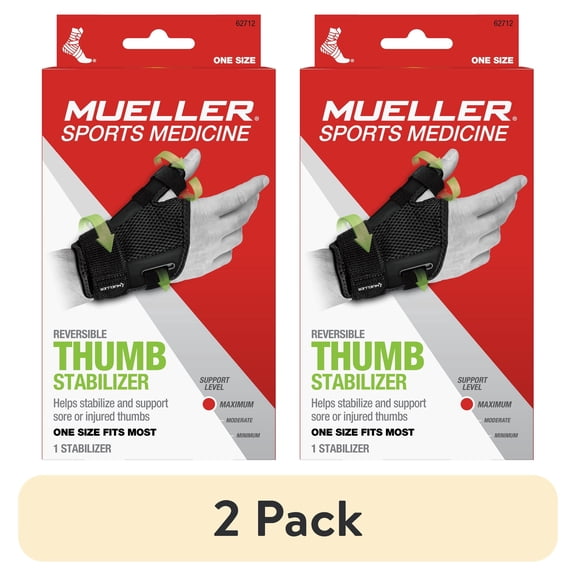 (2 pack) Mueller Sports Medicine Reversible Thumb Stabilizer, Black, One Size Fits Most