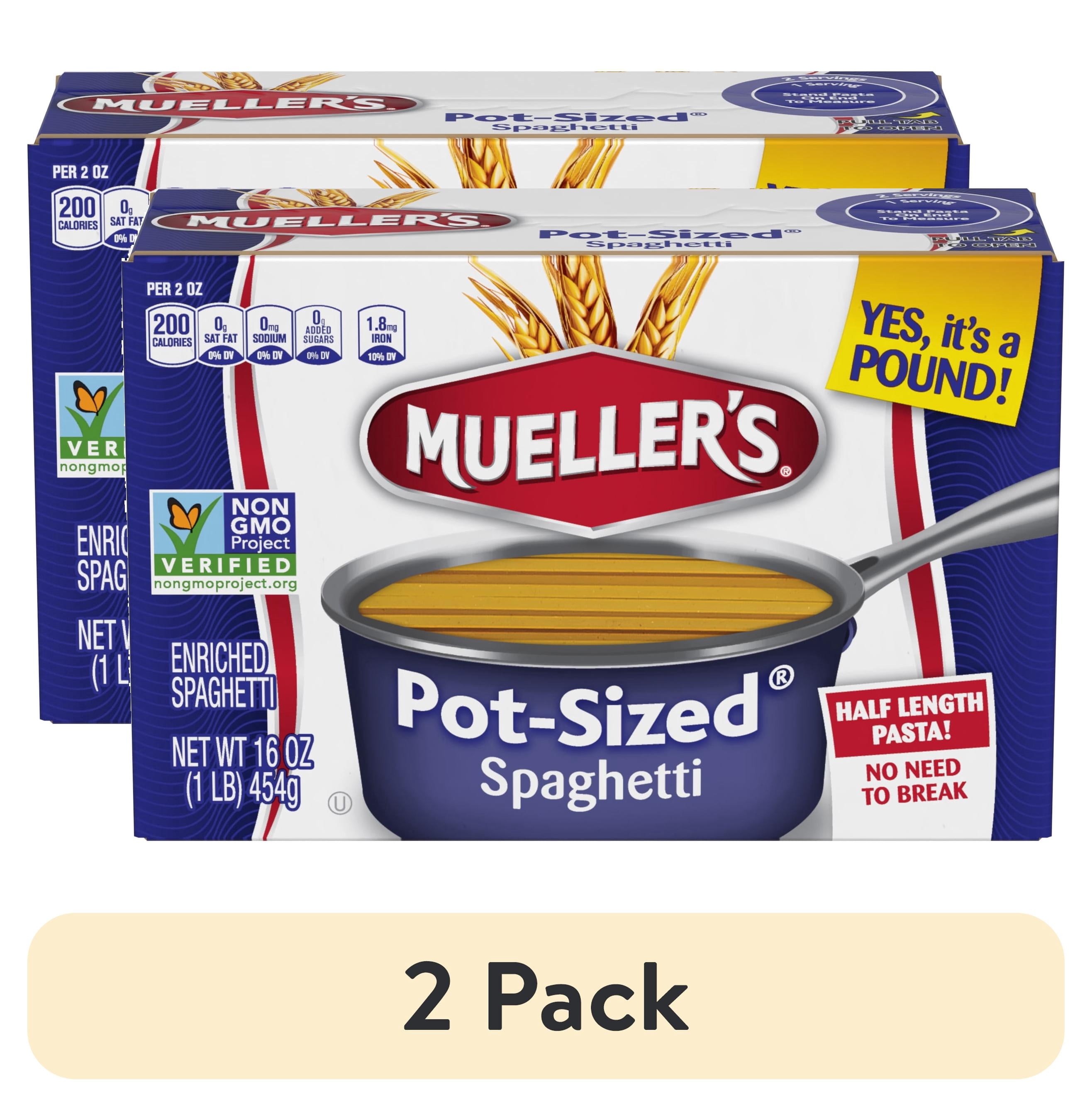 (2 pack) Mueller's Pot-Sized Sodium-Free, Cholesterol-Free Spaghetti Pasta, 16 oz (Shelf-Stable)