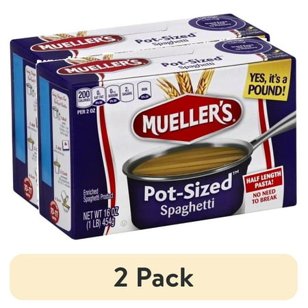 (2 pack) Mueller's Pot-Sized Sodium-Free, Cholesterol-Free Spaghetti Pasta, 16 oz (Shelf-Stable)