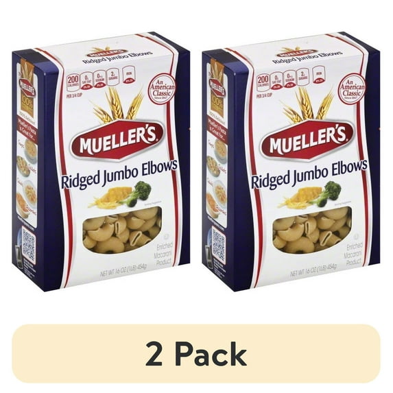 (2 pack) Mueller's Ridged Jumbo Elbows, 16 oz