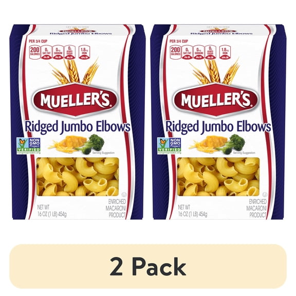 (2 pack) Mueller's Ridged Jumbo Elbows, 16 oz