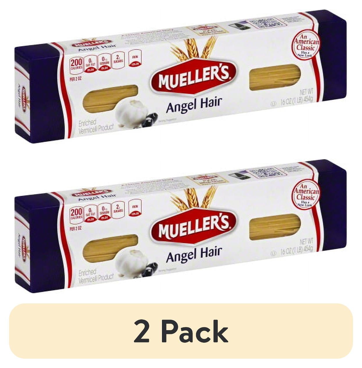 (2 Pack) Mueller's Sodium-Free, Cholesterol-Free Angel Hair Capellini Pasta, 16 Oz (Shelf-Stable)