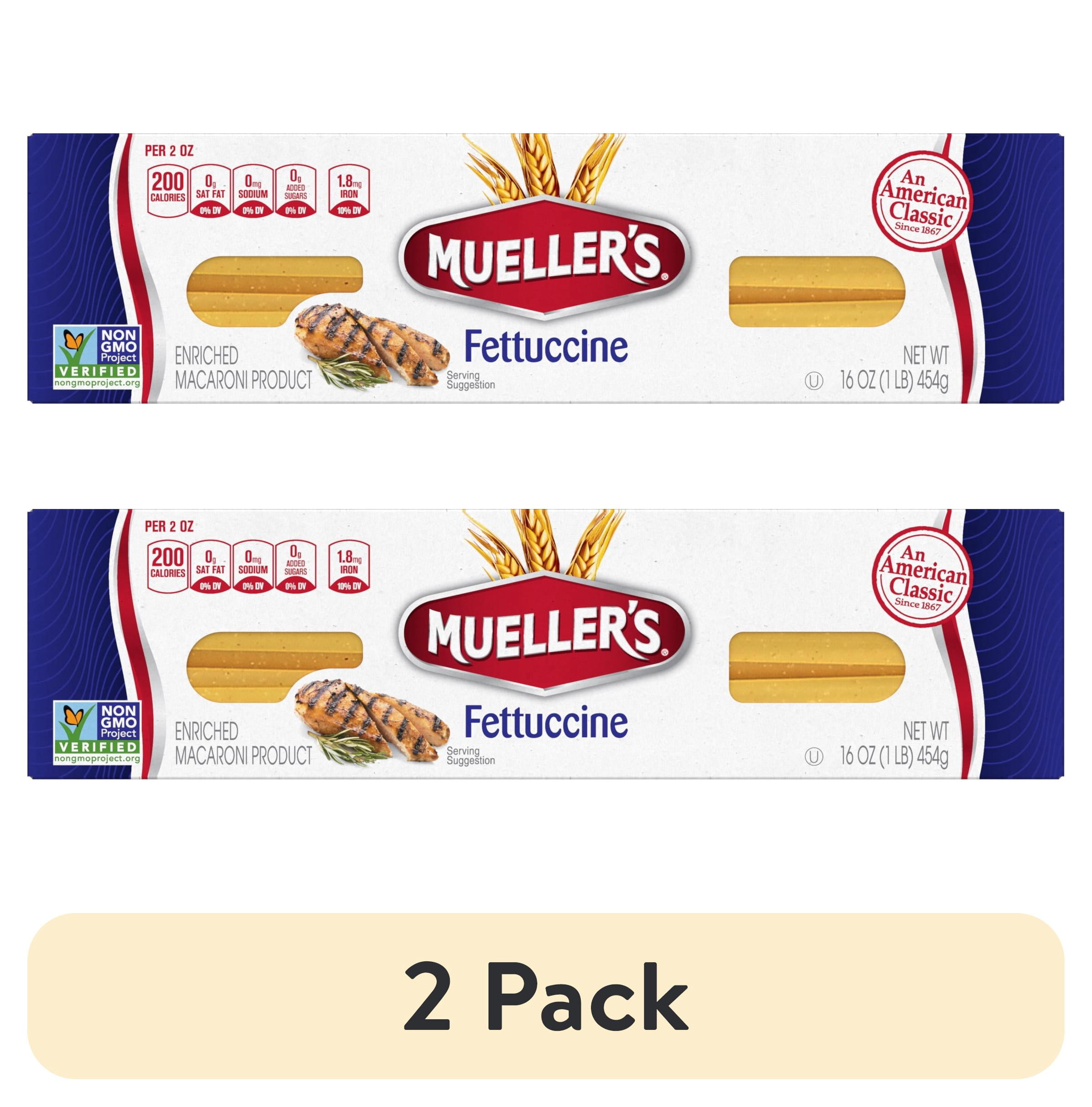 (2 pack) Mueller's Sodium-Free, Cholesterol-Free Fettucine Pasta, 16 oz (Shelf-Stable)