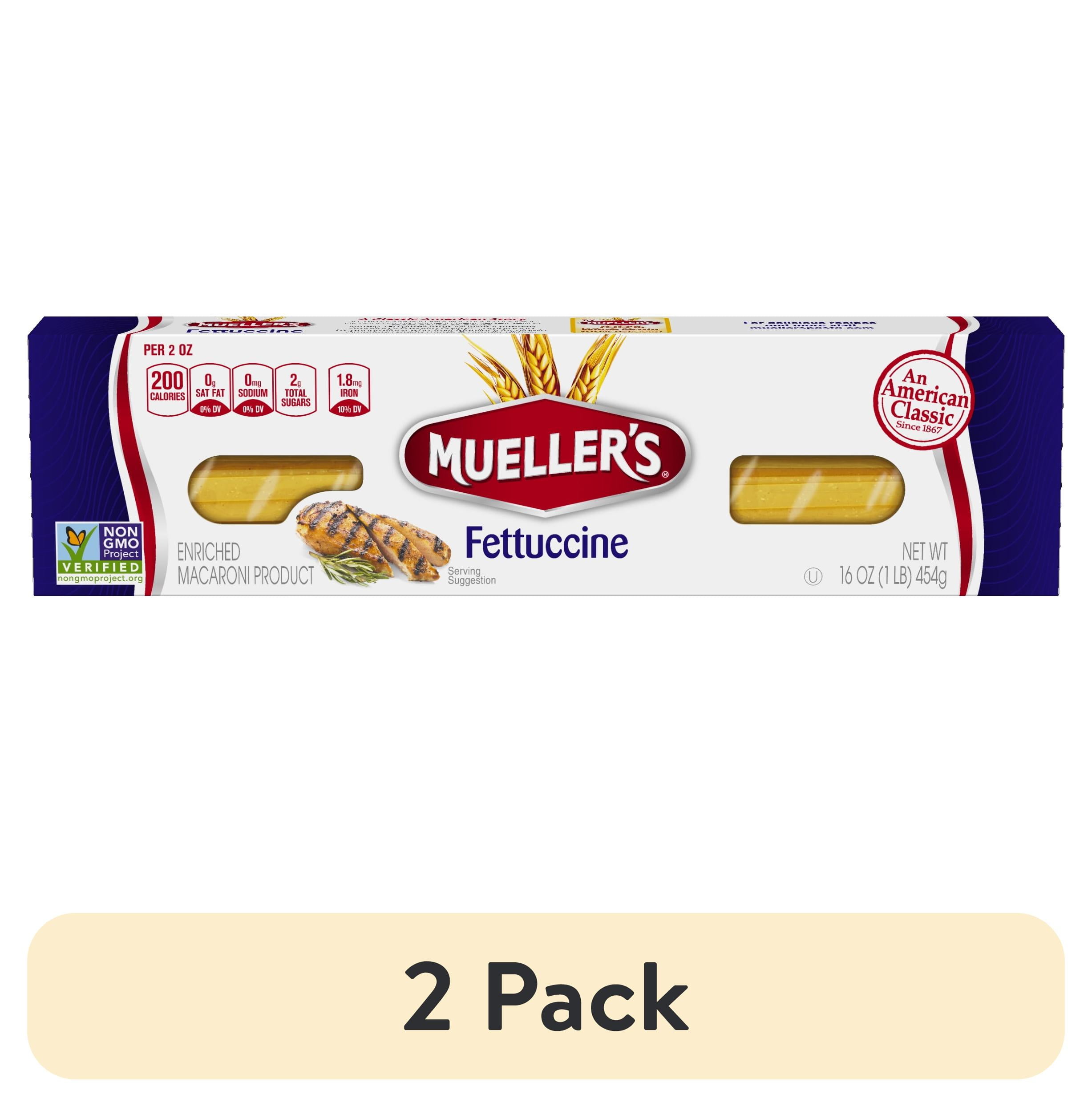 (2 pack) Mueller's Sodium-Free, Cholesterol-Free Fettucine Pasta, 16 oz (Shelf-Stable)