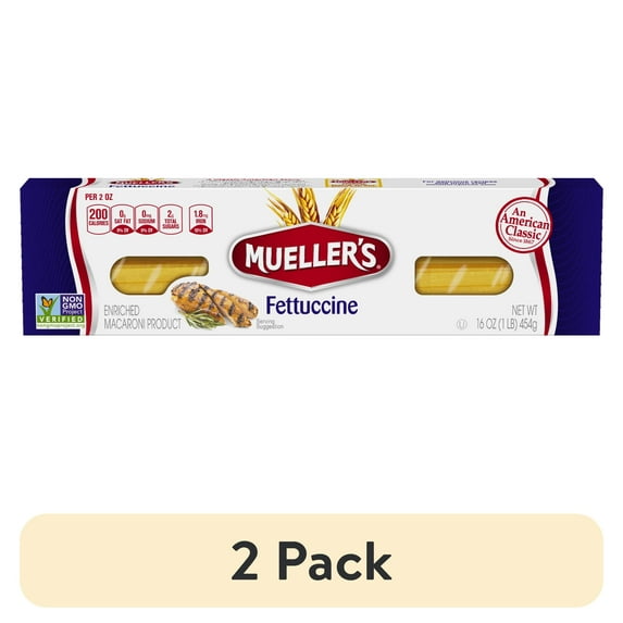 (2 pack) Mueller's Sodium-Free, Cholesterol-Free Fettucine Pasta, 16 oz (Shelf-Stable)