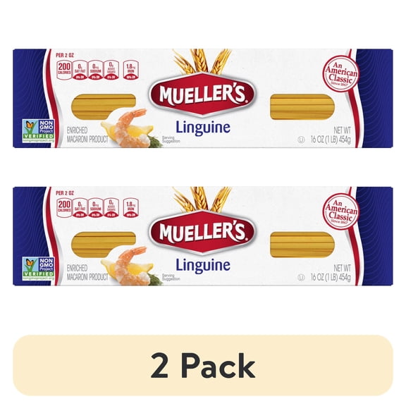 (2 pack) Mueller's Sodium-Free, Cholesterol-Free Linguine Pasta, 16 oz (Shelf-Stable)