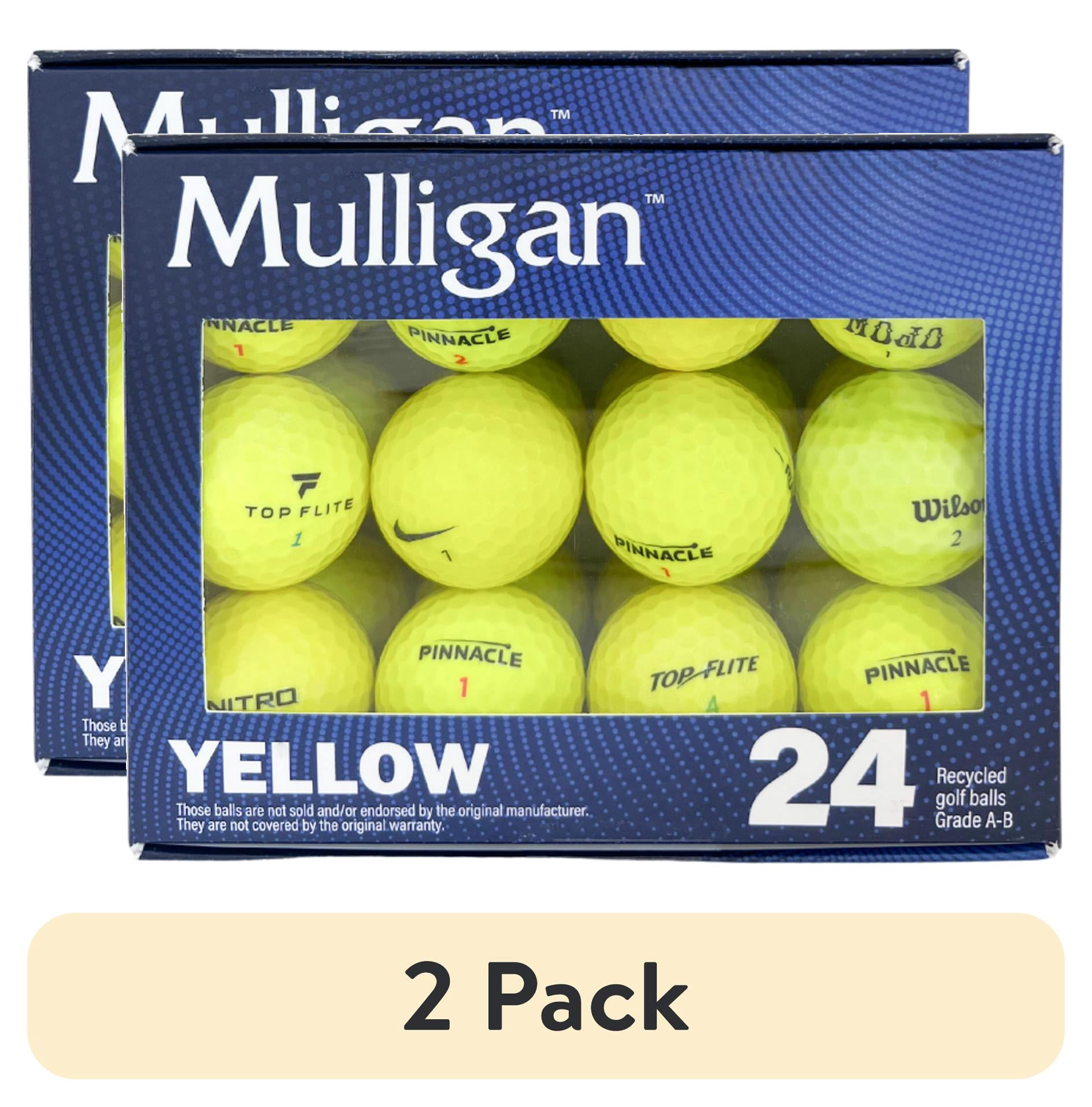 (2 pack) Mulligan Recycled Yellow Golf Balls, Mixed Brands – 24pk