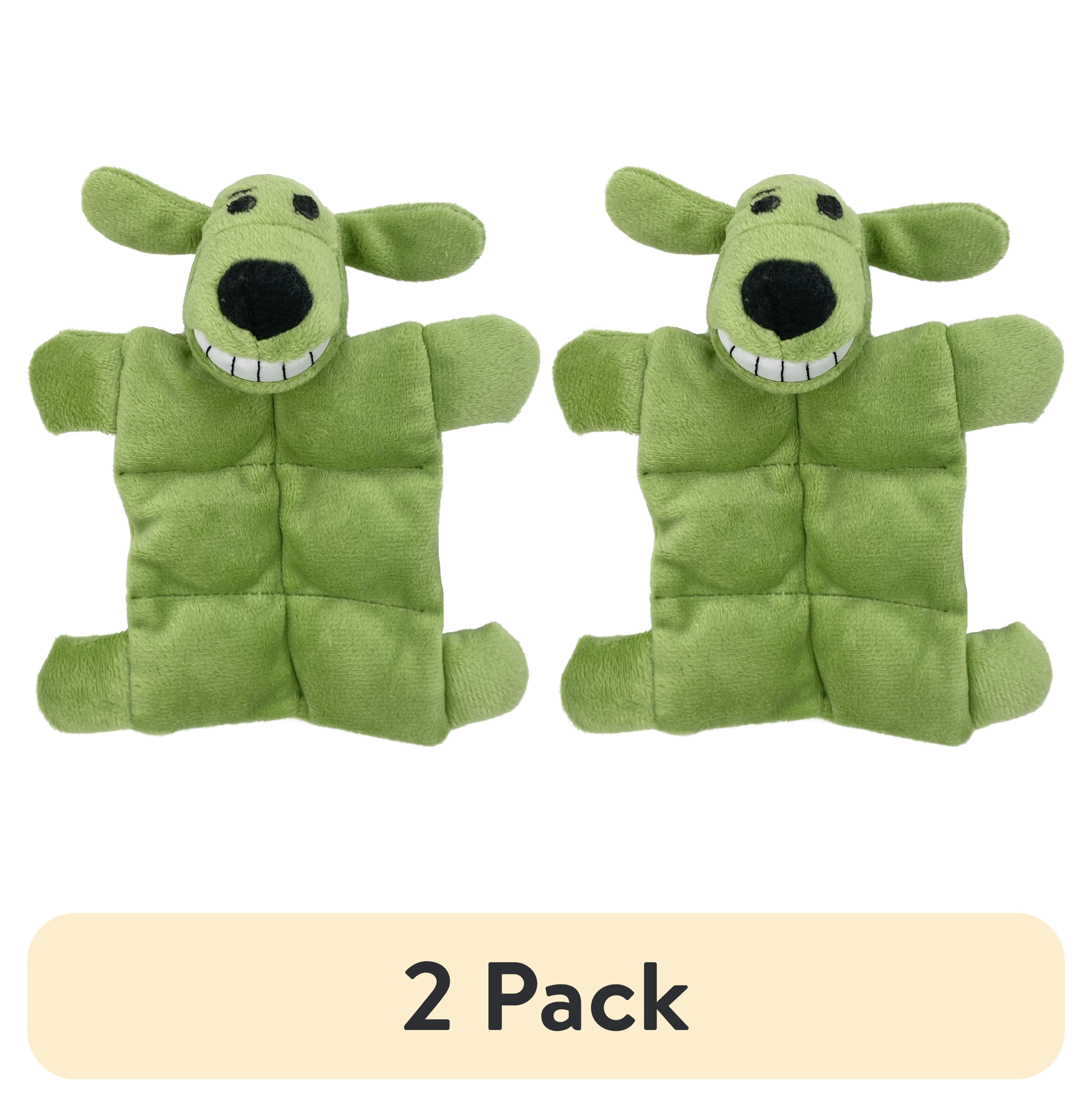 (2 pack) Multipet Mini Pet Loofa Squeaker Mat, Plush Dog Toy, Green