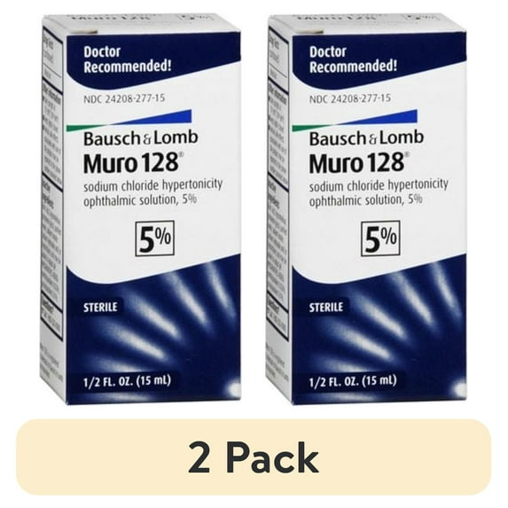 (2 pack) Muro 128 5% Ophthalmic Eye Solution - 0.5 Fl Oz (15 Ml)