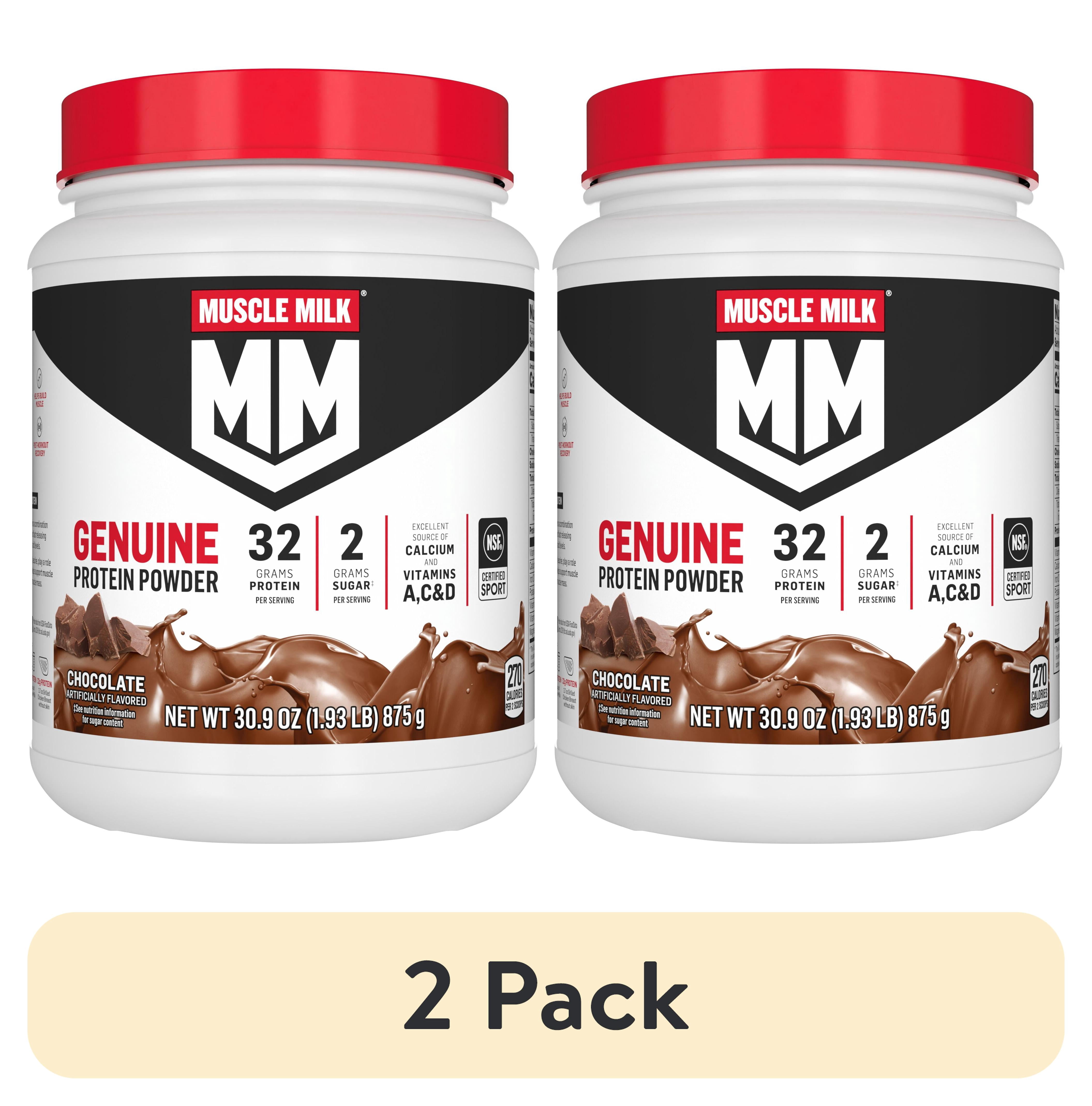 (2 pack) Muscle Milk Genuine Protein Powder, Chocolate, 1.93 Pound, 12 Servings