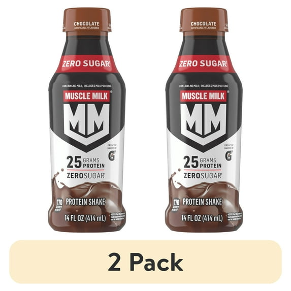 (2 pack) Muscle Milk Genuine Protein Shake, Chocolate, 14 fl oz Bottle, 25g Protein