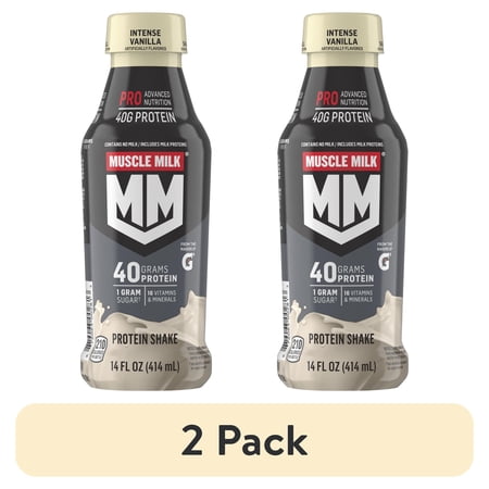 (2 pack) Muscle Milk Pro Advanced Nutrition Intense Vanilla Protein Shake, 14 fl oz, 1 Count Bottle
