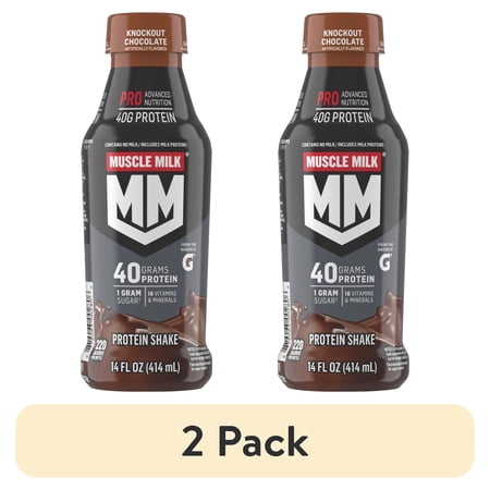 (2 pack) Muscle Milk Pro Advanced Nutrition Knockout Chocolate Protein Shake, 14 fl oz, 1 Count Bottle