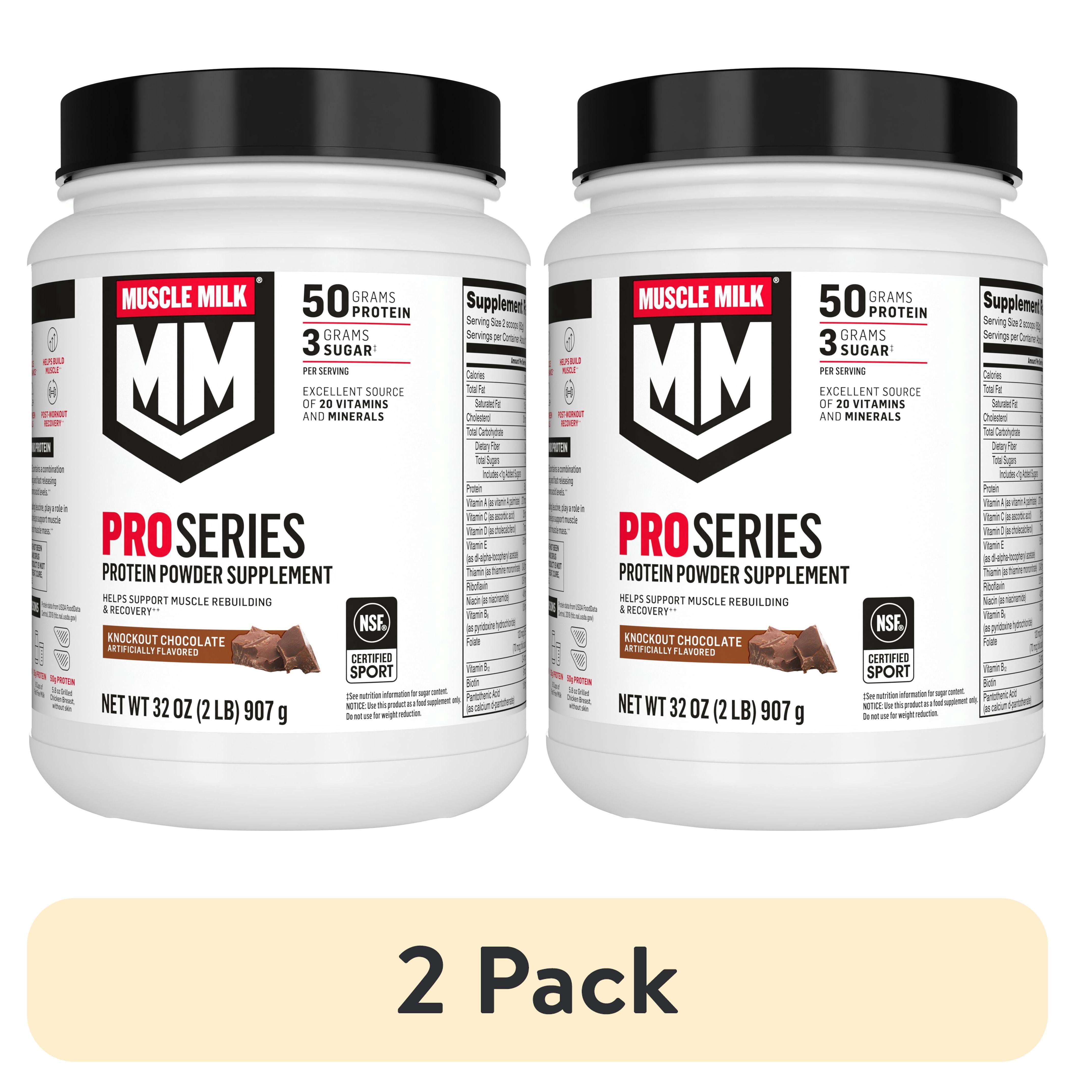 (2 pack) Muscle Milk Pro Series, Protein Powder, Knockout Chocolate, 2 lb (907 g)
