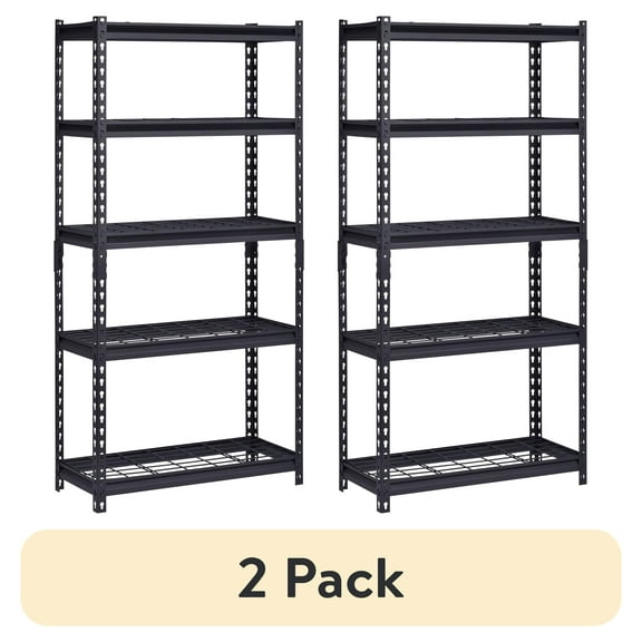 (2 pack) Muscle Rack 30"W x 12"D x 60"H 5-Tier Steel Shelving with Wire Decking; 2,500 lb. Total Capacity; Black