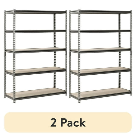(2 pack) Muscle Rack 48"W x 18"D x 72"H 5-Shelf Steel Freestanding Shelves, Silver