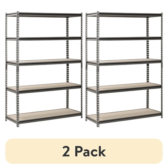 (2 pack) Muscle Rack 48"W x 18"D x 72"H 5-Shelf Steel Freestanding Shelves, Silver