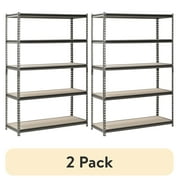 2 pack Muscle Rack 48W x 18D x 72H 5-Shelf Steel Freestanding Shelves, Silver