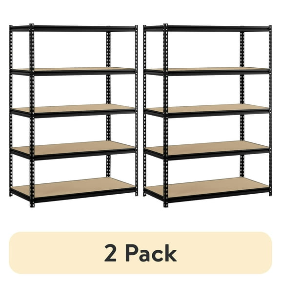 (2 pack) Muscle Rack 48"W x 24"D x 72"H 5-Shelf Steel Freestanding Shelving Unit; Black