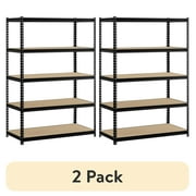 2 pack Muscle Rack 48"W x 24"D x 72"H 5-Shelf Steel Freestanding Shelving Unit; Black