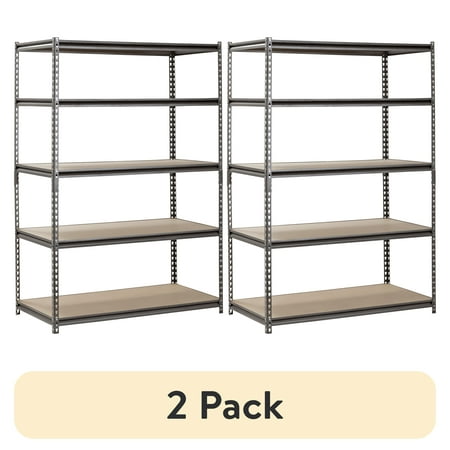 (2 pack) Muscle Rack Silver Vein 24"x48"x72" 5 Shelf Steel Shelving