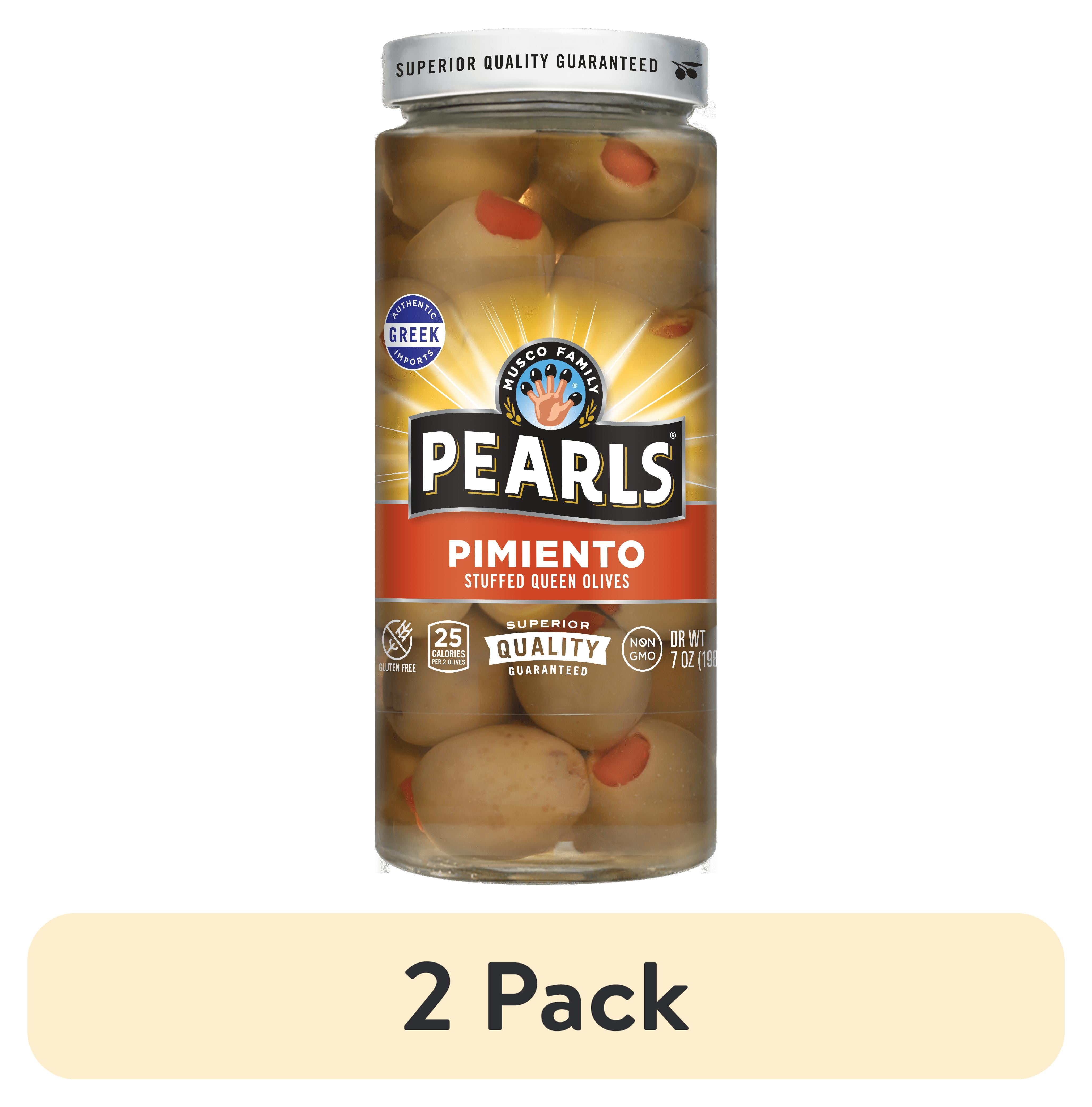 (2 pack) Pearls Pimiento Stuffed Queen Olives, 7 oz Jar. Major Allergens Not Contained.
