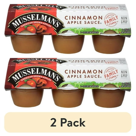 (2 pack) Musselman's Applesauce Cups, Cinnamon, 4 oz, 6 Ct